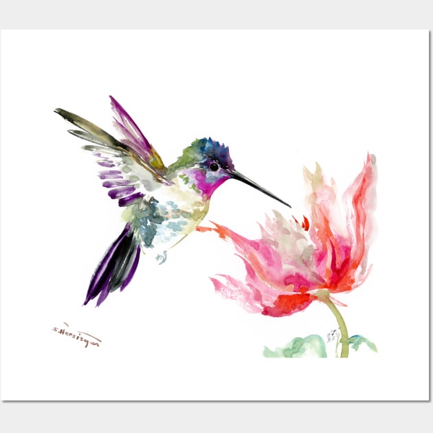 Little HUmmingbird and Big Flower Wall Art by surenart